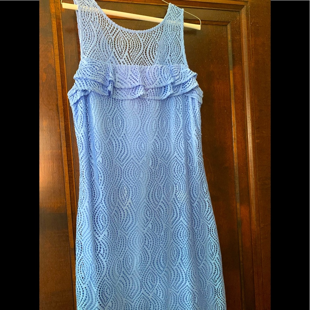 Lilly Pulitzer Light Blue Lace Ruffle Sleeveless Dress